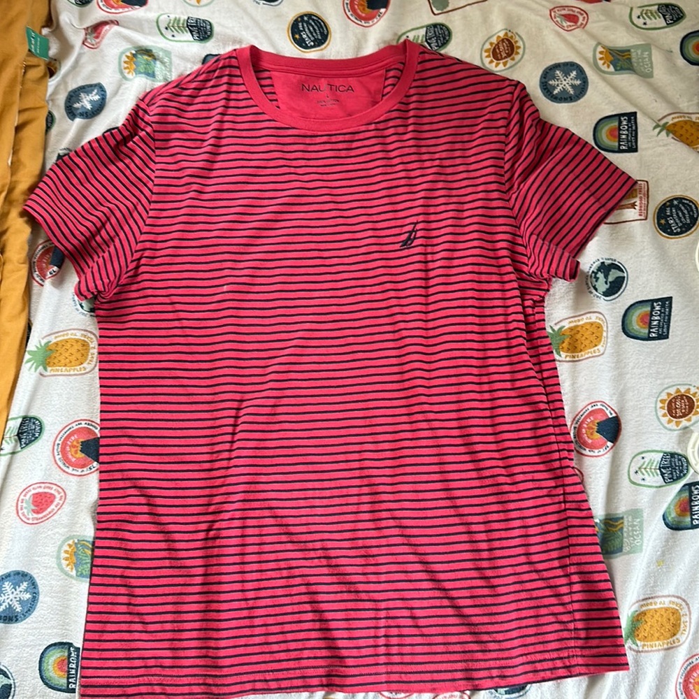 Nautica Pink Striped shirt Large